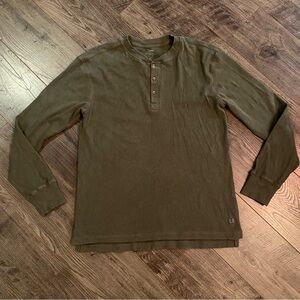 Little Bipsy long sleeve Henley shirt waffle knit dark green